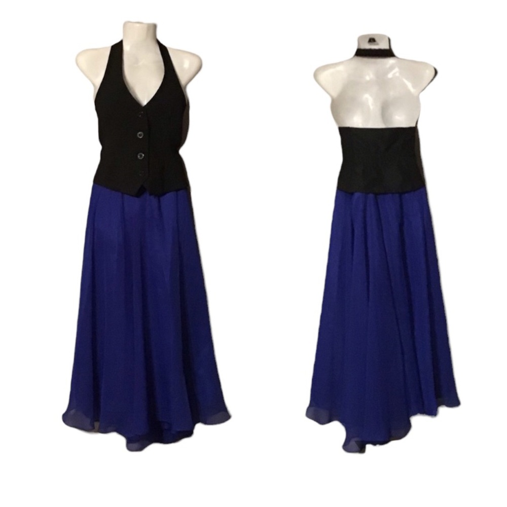 Cachet Royal Blue Chiffon A-line Flowing Party Skirt